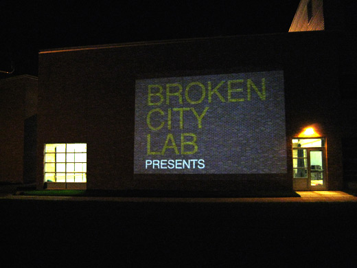Broken City Lab is on the wall of the new drama building at the University of Windsor