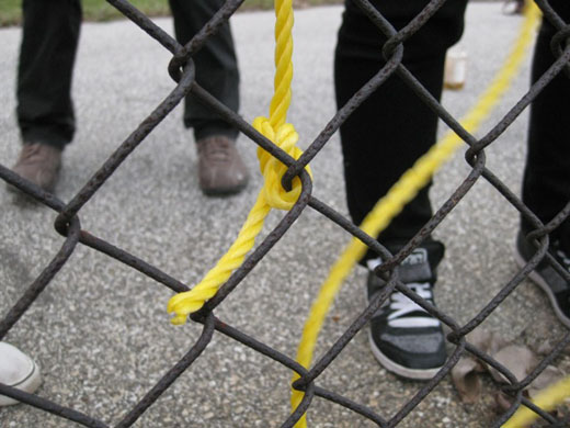 We spent the afternoon testing nylon rope and other materials in a fence