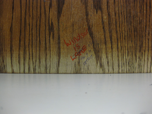 Windsor is Lame, Then Go to Detroit - text found on desk in leddy library