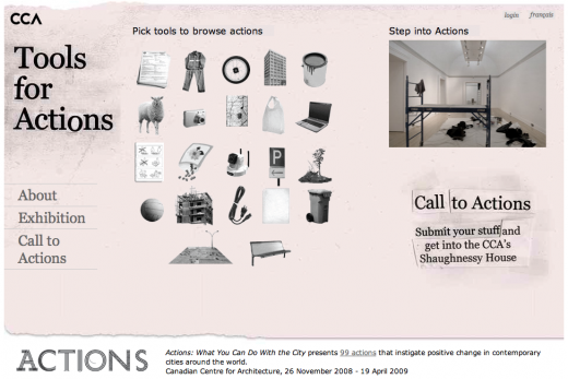 Canadian Centre for Architecture's Tools for Actions website