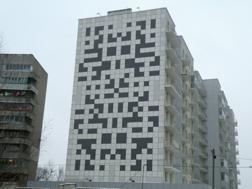 Crossword Puzzle installed on the side of a building in Ukraine