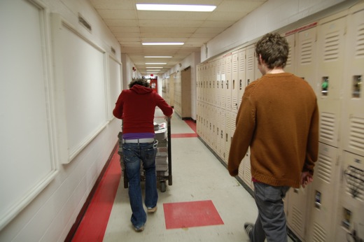 Pushing the Cart of Newspapers