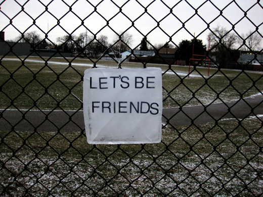 Let's Be Friends, Text On Ice installed at Forster Secondary School, Windsor, Ontario