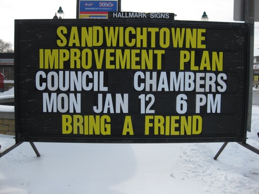 sign for Sandwich Towne Improvement Plan on January 12, 2009
