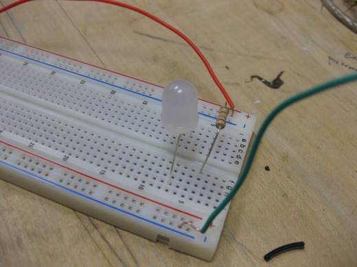 We had some difficulty at first, figuring out how to make the breadboard work