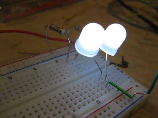 then we had to try two LEDs, and it worked!