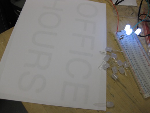 then we started thinking about our first sign, we wanted to test to see how many LEDs might fit on the board