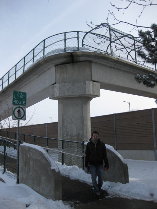 Josh at the base of the walkway