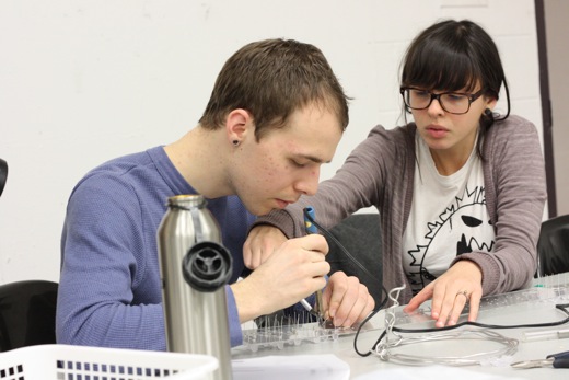 Josh and Danielle working on the LED sign