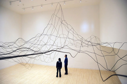 an installation shot from Maya Lin's show, Systematic Landscapes at the De Young museum in San Fransisco