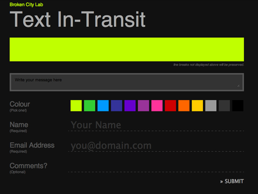 Text In-Transit Submission Form by Steven Cochrane