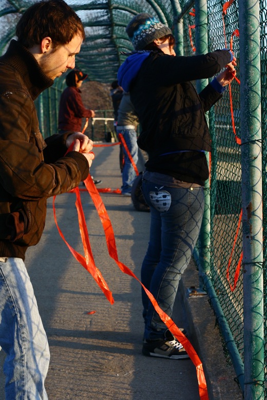 installing the flagging tape over EC Row