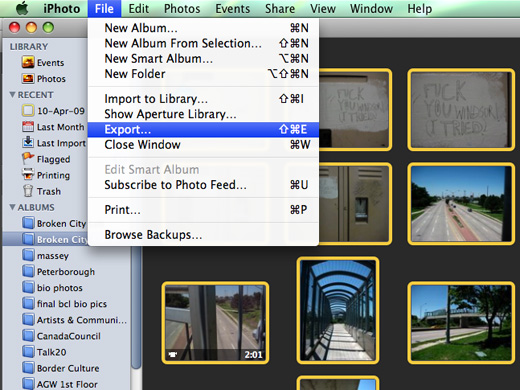 Export from iPhoto