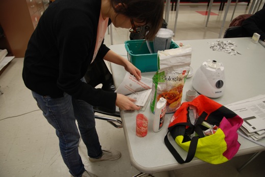 Danielle working on a planter