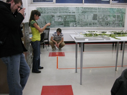 measuring out the garden plot