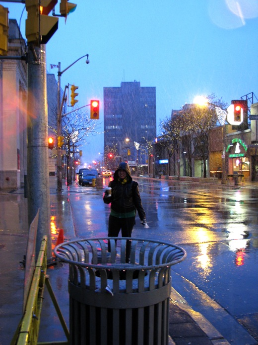 Cristina waiting at the taxi stand