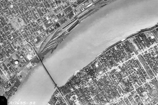 Windsor and Detroit from above circa 1960