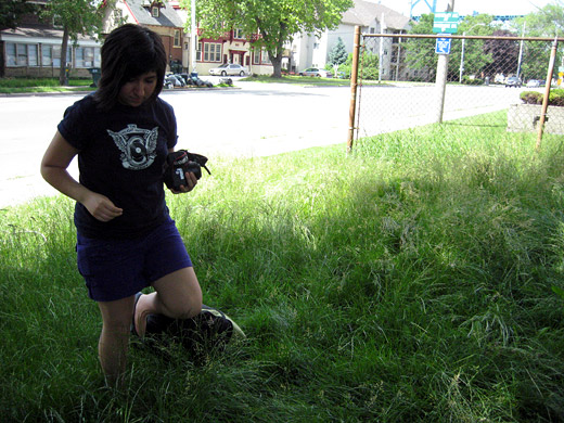 Cristina braves the grass