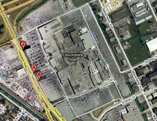 Devonshire Mall, Windsor, Ontario from Google Maps